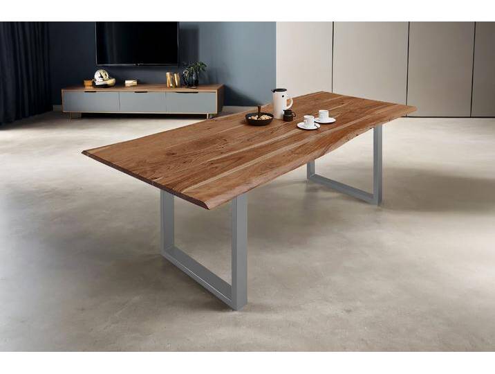 Esstisch Baumkante massiv Akazie natur 280 x 100 silber MILO Esstisch Baumkante massiv Akazie natur 280 x 100 silber MILO von Möbelliebling