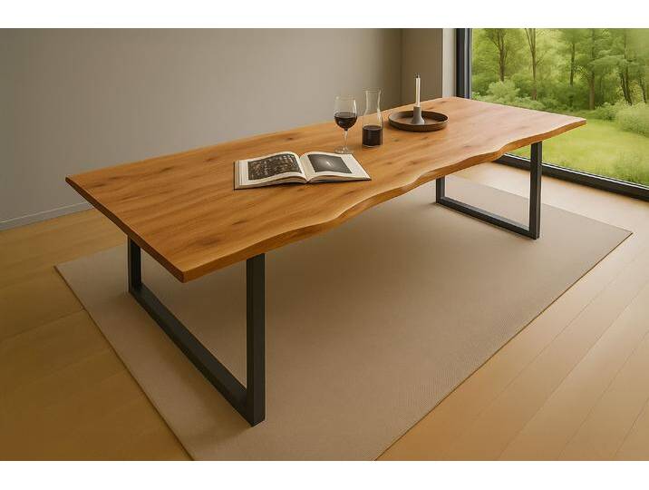 Esstisch Baumkante massiv Akazie natur 300 x 100 schwarz QUINN Esstisch Baumkante massiv Akazie natur 300 x 100 schwarz QUINN von Möbelliebling