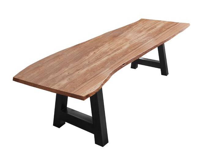 Esstisch Baumkante massiv Akazie natur 35 mm 280 x 100 schwarz Adelaide von Möbelliebling