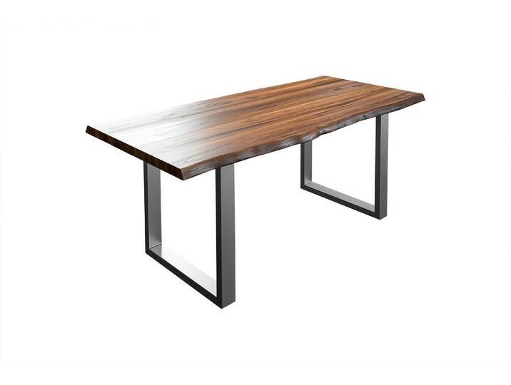 Esstisch Baumkante massiv Akazie nussbaum 120 x 80 silber LIAM von Möbelliebling