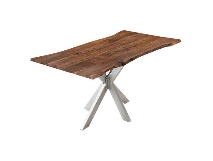 Esstisch Baumkante massiv Akazie nussbaum 220 cm Spider-Gestell silber HELENE Esstisch Baumkante massiv Akazie nussbaum 220 cm Spider-Gestell silber HELENE von Möbelliebling