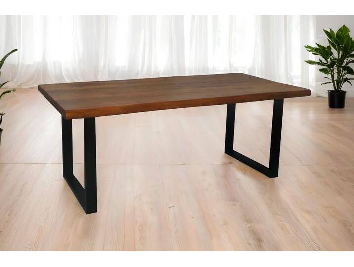 Esstisch Baumkante massiv Mango honigfarben 220 x 100 U-Gestell schwarz CALI Esstisch Baumkante massiv Mango honigfarben 220 x 100 U-Gestell schwarz CALI von Möbelliebling