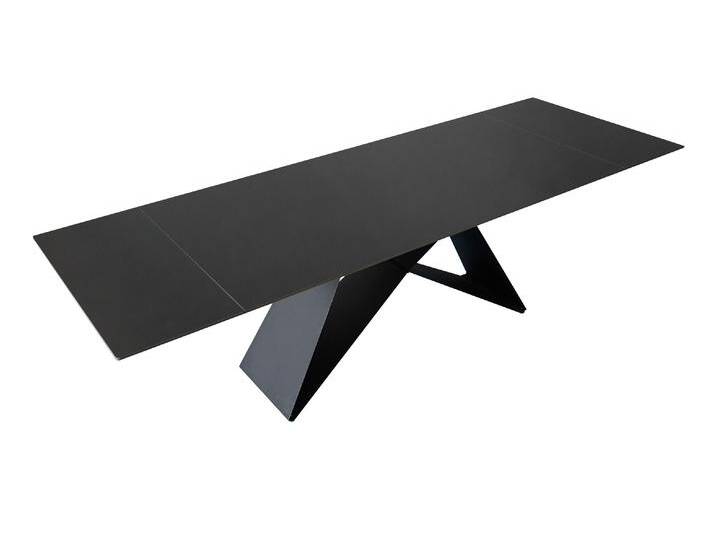Esstisch Keramik grau 180(220) x 90 ausziehbar Butterfly-Gestell schwarz MIA von Möbelliebling