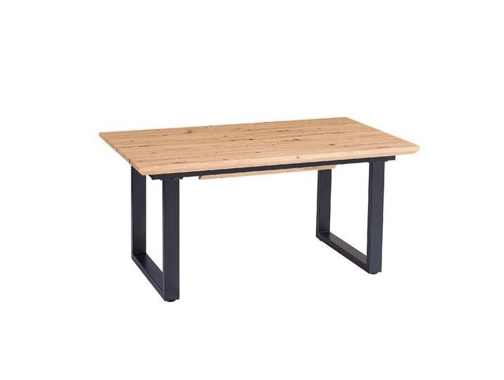 Esstisch Schweizer Kante eichenfarben 160(240) x 90 U-Gestell schwarz Bird von Möbelliebling