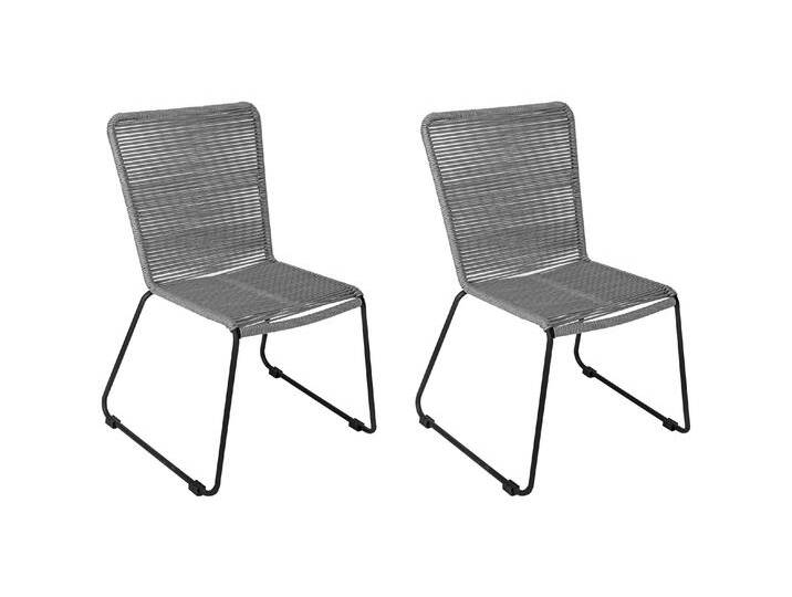 Gartenstuhl Outdoor-Seilstuhl Farbe Grau mit Eisen-Gestell in schwarz ISRA (2er Set) von SAM-Stil-Art-Möbel