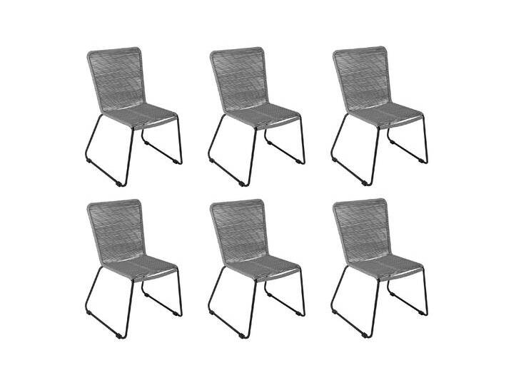Gartenstuhl Outdoor-Seilstuhl Farbe Grau mit Eisen-Gestell in schwarz ISRA (6er Set) von Möbelliebling