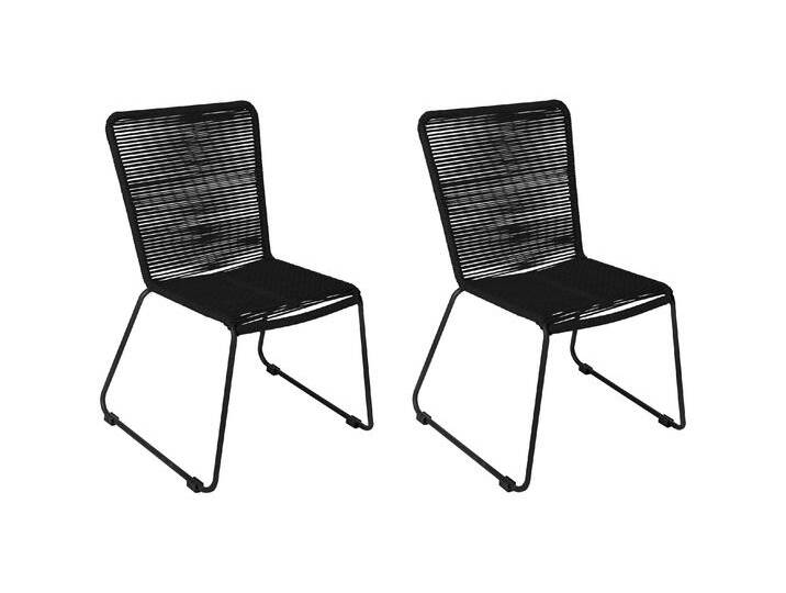 Gartenstuhl Outdoor-Seilstuhl Farbe Schwarz mit Eisen-Gestell in schwarz ISRA (2er Set) von Möbelliebling