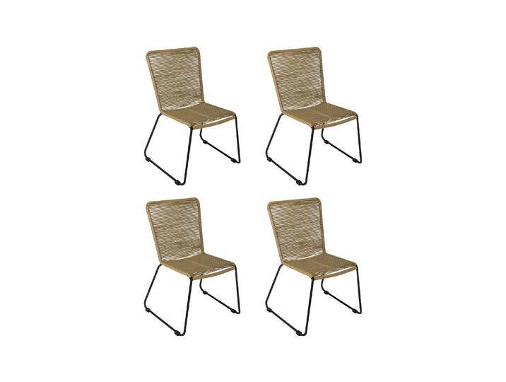 Gartenstuhl Outdoor-Seilstuhl Farbe Taupe mit Eisen-Gestell in schwarz ISRA (4er Set) von Möbelliebling