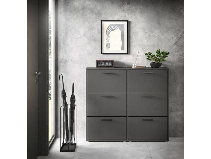 HBZ Schuhkipper Sam Schuhkipper, Schuhschrank BxHxT 116x103x17 cm (1 St), mit 6 Klappen, schwarz, Holzwerkstoff von SAM-Stil-Art-Möbel