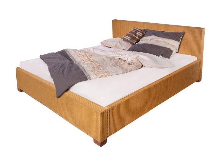 Loombett Korbbett Doppelbett Honigfarben aus Loom-Geflecht 200 x 200 cm TUNIS von Möbelliebling