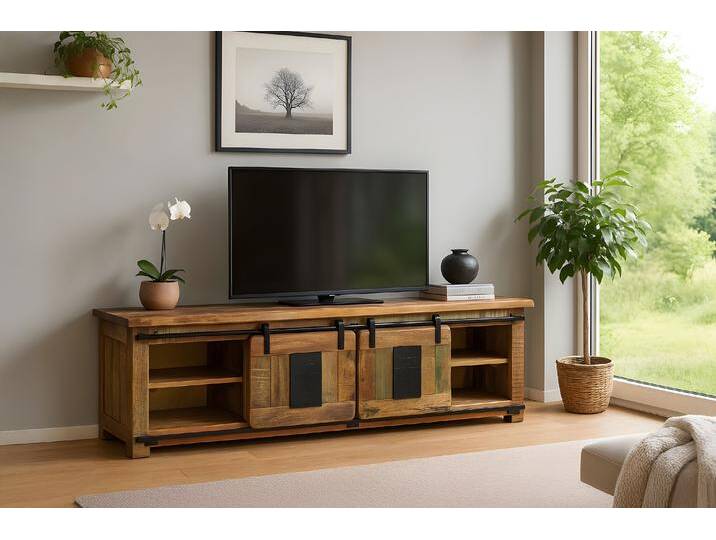 Lowboard Kommode TV-Board Mango massiv vielfarbig 180 x 50 x 55 cm LIBRO von SAM-Stil-Art-Möbel