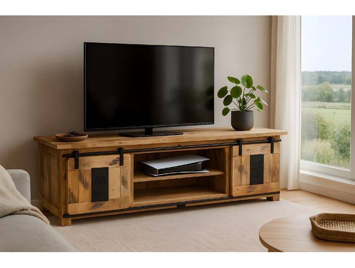 Lowboard Kommode TV-Board Mango massiv vintage 180 x 50 x 55 cm LIBRO von SAM-Stil-Art-Möbel