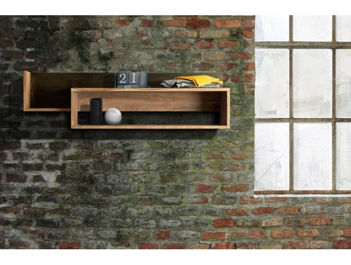 Regal Wandboard Akazie stonefarben 118x35x20 cm schwarz SYDNEY von Möbelliebling
