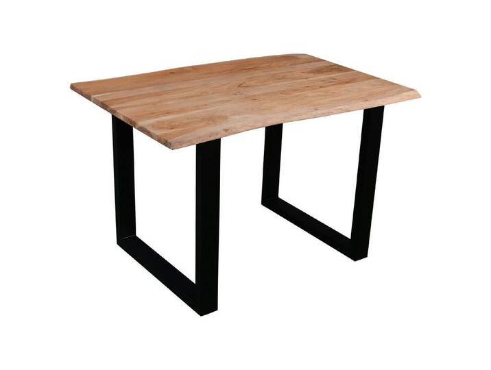 SAM® Baumkantentisch Sonja, massives Holz, echte Baumkante, Metallgestell U-Form, bis 3m, beige, U-Gestell schwarz, 200x100 von SAM-Stil-Art-Möbel