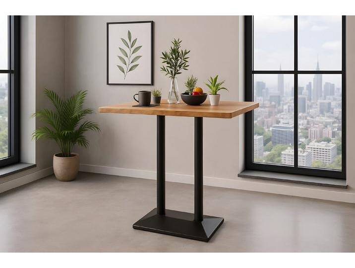 SAM® Bistrotisch Brasa, Akazien- oder Mangoholz, Baumkante, Säulengestell aus Metall, beige von SAM-Stil-Art-Möbel