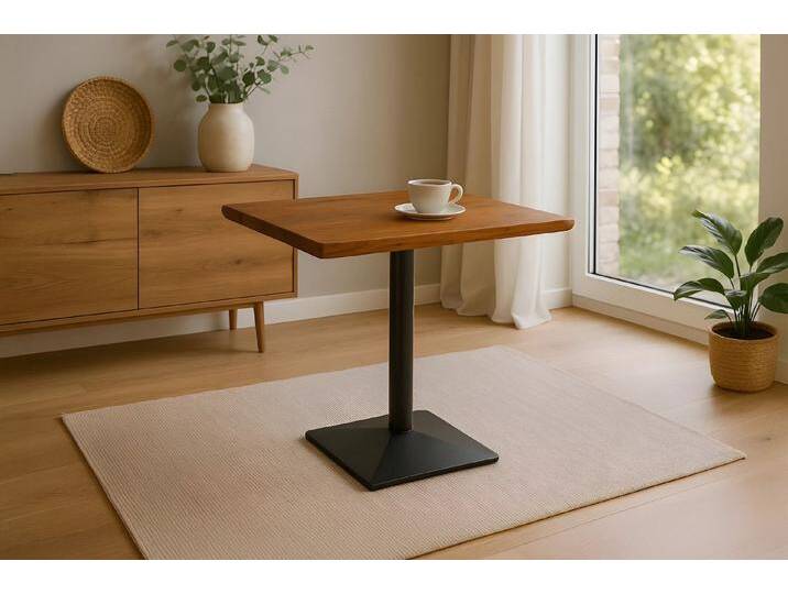 SAM® Bistrotisch Ingmar, massives Akazien- oder Mangoholz, Baumkante, Säulengestell aus Metall, braun, 80x60 von SAM-Stil-Art-Möbel
