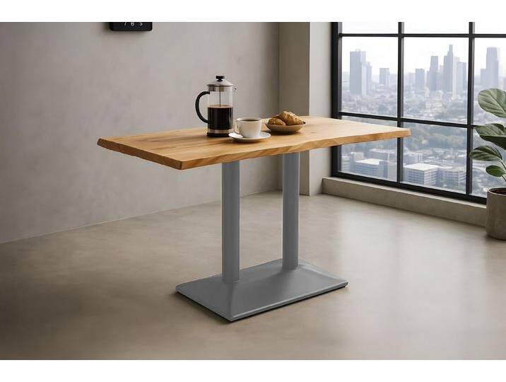 SAM® Bistrotisch Isola, Akazien- oder Mangoholz, Baumkante, Säulengestell aus Metall, beige, Akazie von SAM-Stil-Art-Möbel