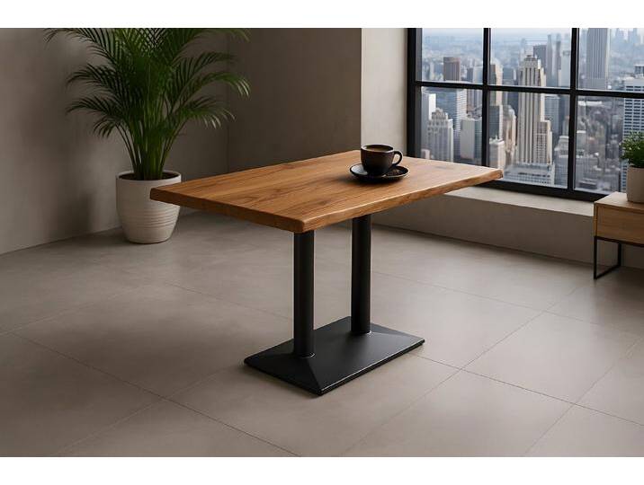 SAM® Bistrotisch Isola, Akazien- oder Mangoholz, Baumkante, Säulengestell aus Metall, beige, Akazie von SAM-Stil-Art-Möbel