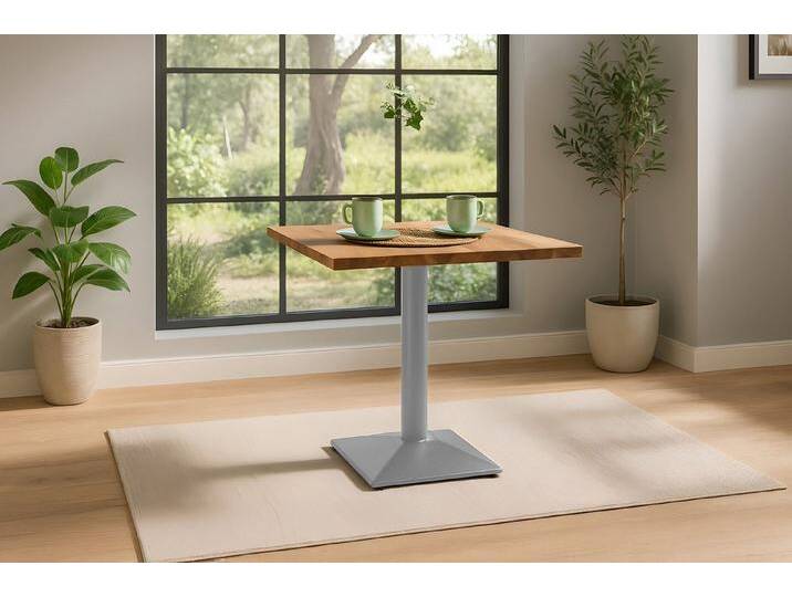 SAM® Bistrotisch Rosonera, massives Akazienholz, gerade Kante, Standfuß Metall, beige, silber von SAM-Stil-Art-Möbel