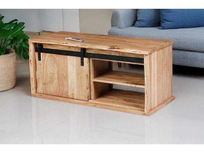 SAM® Couchtisch Fritz, Akazienholz, mit Baumkante oder gerader Kante, Industrial-Design, Baumkante von SAM-Stil-Art-Möbel