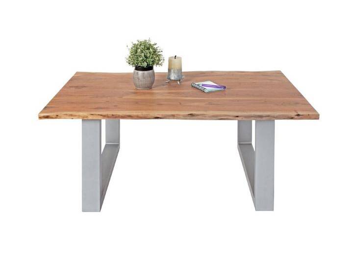 SAM® Couchtisch Galanta, Akazienholz, natur- oder nussbaumfarben, Baumkante, Metallgestell, beige, 100x70 von SAM-Stil-Art-Möbel