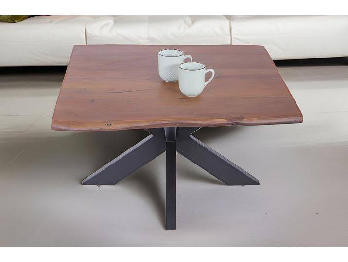 SAM® Couchtisch Shine, Akazienholz massiv, Metallgestell Spider-Form schwarz, braun, 80x80, nussbaumfarben von SAM-Stil-Art-Möbel