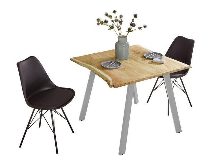 SAM® Essgruppe Gadwal, Akazienholz, Baumkante, natur, Metallgestell und 2 Stühle, beige von SAM-Stil-Art-Möbel
