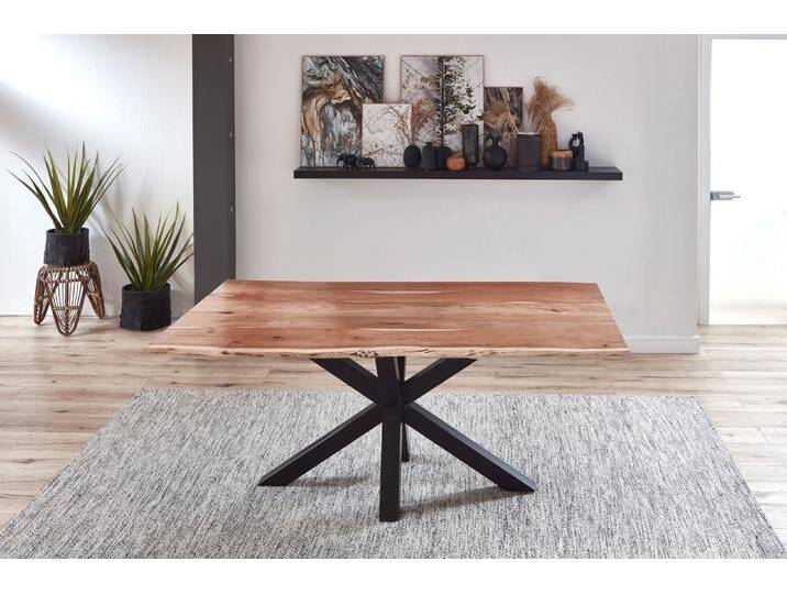 SAM® Esstisch Baumkante massiv Akazie natur 120 cm Spider-Gestell schwarz QUINCY von SAM-Stil-Art-Möbel