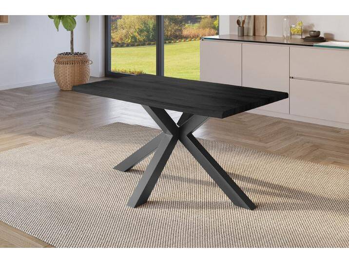 SAM® Esstisch Joel, Holz Grau-Optik, verschiedene Metallgestelle, Baumkante, grau, Metallgestell Spider-Form schwarz, 120x80, schwarz von SAM-Stil-Art-Möbel