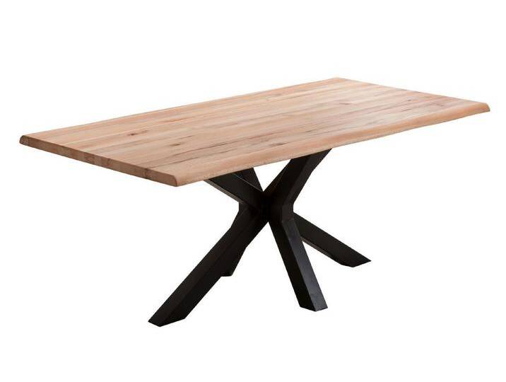SAM® Esstisch Kingston, mit Baumkante, Spider-Gestell aus Metall in schwarz, massive Wildbuche, beige, 240x100 von SAM-Stil-Art-Möbel
