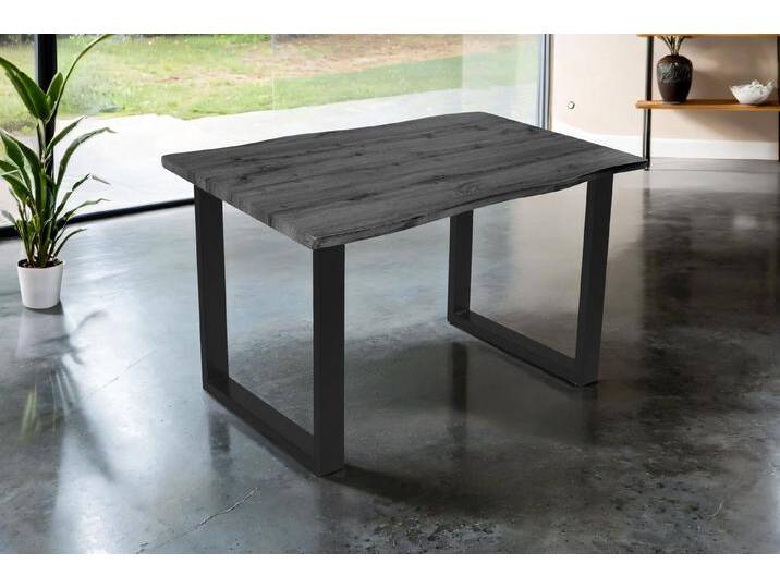 SAM® Esstisch Thoran, Holz-Optik Grau, U-Metallgestell, Baumkante, grau, Metallgestell U-Form schwarz, 160x85 von SAM-Stil-Art-Möbel