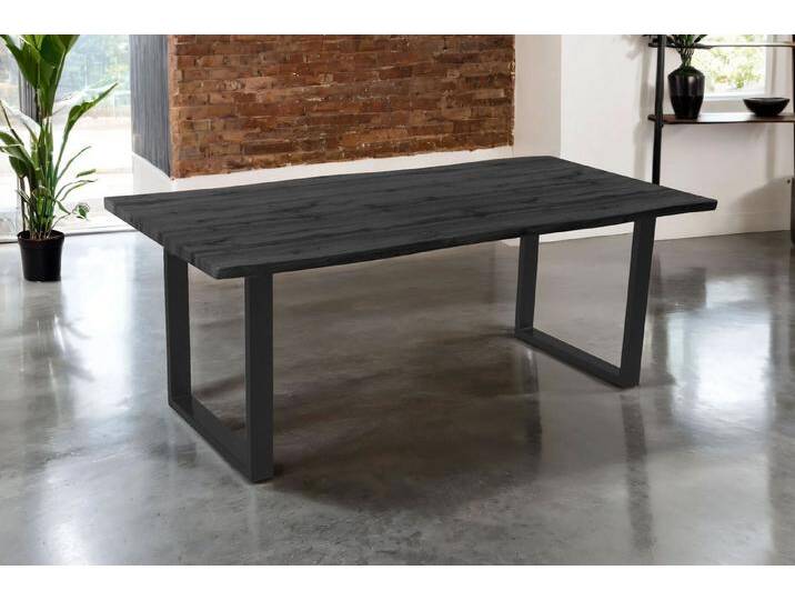 SAM® Esstisch Thoran, Holz-Optik Grau, U-Metallgestell, Baumkante, grau, Metallgestell U-Form schwarz, 240x100 von SAM-Stil-Art-Möbel
