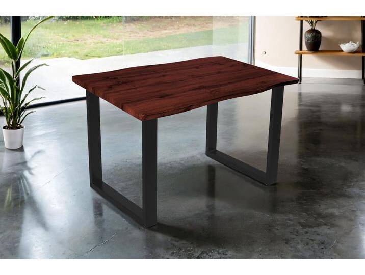 SAM® Esstisch Thoran, Holz-Optik Nuss, U-Metallgestell, Baumkante, braun, Metallgestell U-Form schwarz, 120x80 von SAM-Stil-Art-Möbel