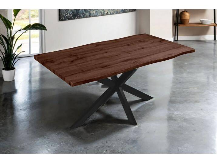 SAM® Esstisch TorbenS, verschiedene Holz-Optiken, Spider-Metallgestell, Baumkante, braun, Metallgestell Spider-Form schwarz, 160x85 von SAM-Stil-Art-Möbel