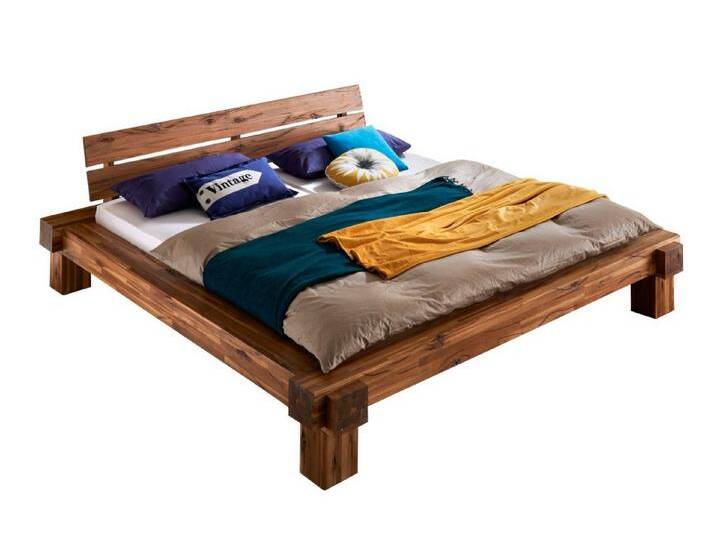 SAM® Holzbett Elke, Akazienholz massiv, Doppelbett im rustikalen Design, 140x200 von SAM-Stil-Art-Möbel