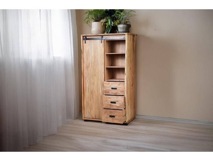 SAM® Kleiderschrank Fritz Akazienholz, mit Baumkante oder gerader Kante, Industrial-Design, Baumkante von SAM-Stil-Art-Möbel