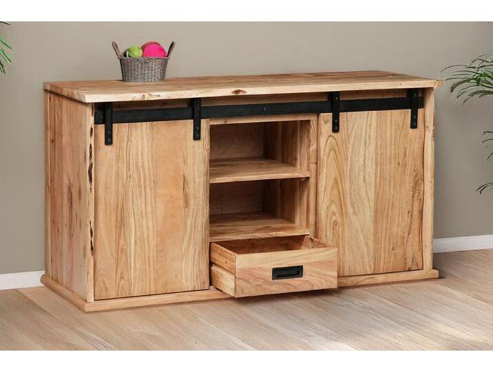 SAM® Lowboard Fritz, Akazienholz, mit Baumkante oder gerader Kante, Industrial-Design, Baumkante von SAM-Stil-Art-Möbel