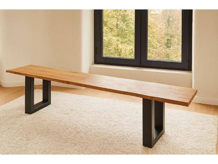 SAM® Sitzbank Enrica, Wildeiche, Baumkante, Metallgestell U-Form, verschiedene Größen, 180x42, schwarz von SAM-Stil-Art-Möbel