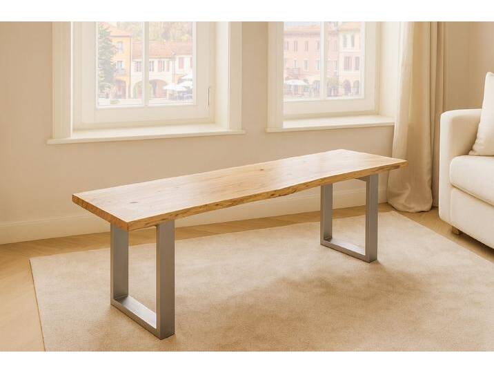 SAM® Sitzbank Samuel, Akazie, Baumkante, Metallgestell U-Form, verschiedene Größen, 120x42, silber von SAM-Stil-Art-Möbel