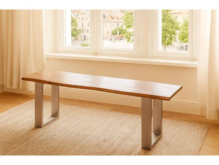 SAM® Sitzbank Samuel, Akazie, Baumkante, Metallgestell U-Form, verschiedene Größen, braun, 120x42 von SAM-Stil-Art-Möbel