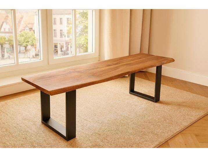 SAM® Sitzbank Samuel, Akazie, Baumkante, Metallgestell U-Form, verschiedene Größen, braun, 140x42 von SAM-Stil-Art-Möbel