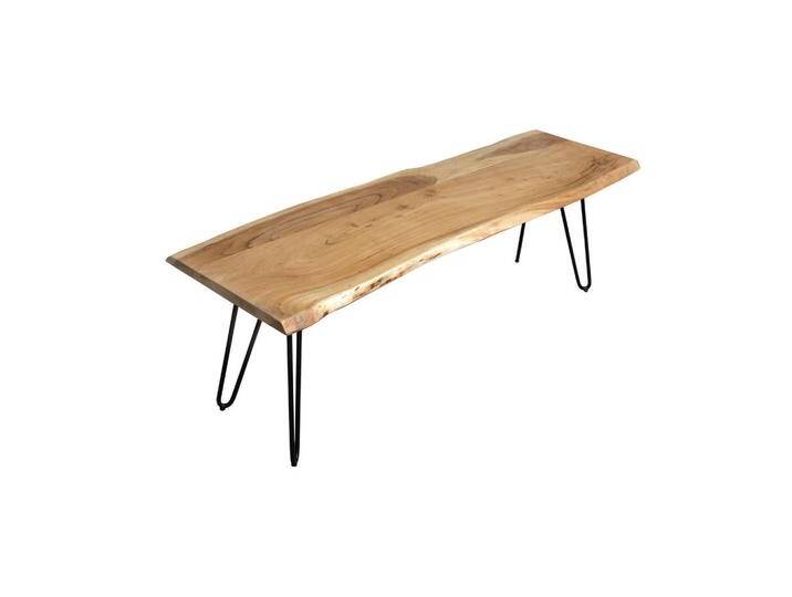 SAM SITZBANK, Beige, Holz, Echtholz,Akazie, Rechteckig,Rechteckig, Haarnadel, 200x45x42 cm, Esszimmer, Bänke, Sitzbänke von SAM-Stil-Art-Möbel