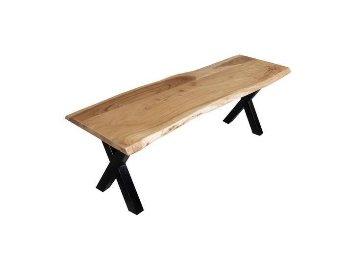 SAM SITZBANK, Beige, Holz, Echtholz,Akazie, Rechteckig,Rechteckig, X-Form, 200x45x42 cm, Esszimmer, Bänke, Sitzbänke von SAM-Stil-Art-Möbel