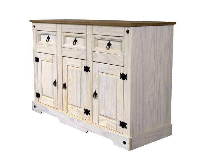 Sideboard Kommode 132 x 84 x 44 cm Pinienholz weiß hongifarben lasiert MEXICO Sideboard Kommode 132 x 84 x 44 cm Pinienholz weiß hongifarben lasiert MEXICO von Möbelliebling