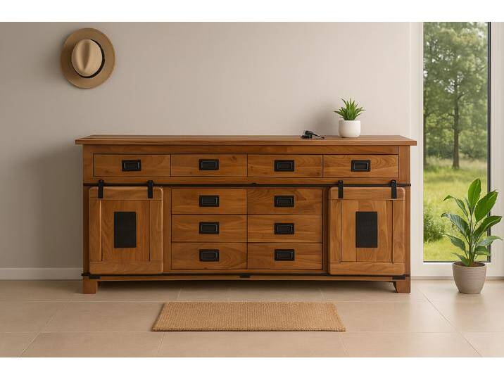 Sideboard Kommode Akazienholz massiv nussbaumfarben 200 x 90 x 45 cm LIBRO Sideboard Kommode Akazienholz massiv nussbaumfarben 200 x 90 x 45 cm LIBRO von Möbelliebling