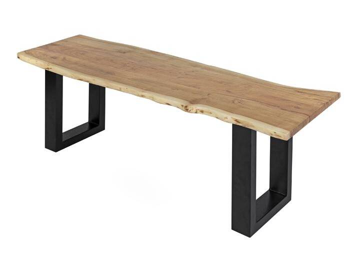 Sitzbank Baumkante 120 cm natur massiv Akazie schwarz von Möbelliebling