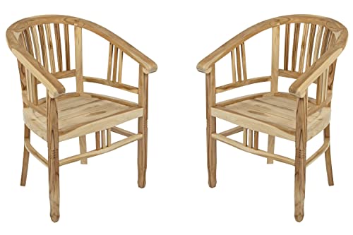 2er Spar-Set Gartenstuhl Sessel aus Teak Holz mit Armlehnen Moreno Braun von SAM