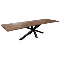 SAM - Baumkantentisch Akazie nougatfarben 140(220)x90 cm Ansteckplatten Spider-Gestell schwarz jannik von SAM