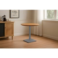 Bistrotisch Schweizer Kante massiv Akazie naturfarben 80 cm Säulengestell-eckig silber BRASILIA Bistrotisch Schweizer Kante massiv Akazie naturfarben 80 cm Säulengestell-eckig silber BRASILIA von SAM