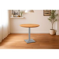 Bistrotisch Schweizer Kante massiv Akazie naturfarben 90 cm Säulengestell-eckig silber BRASILIA von SAM